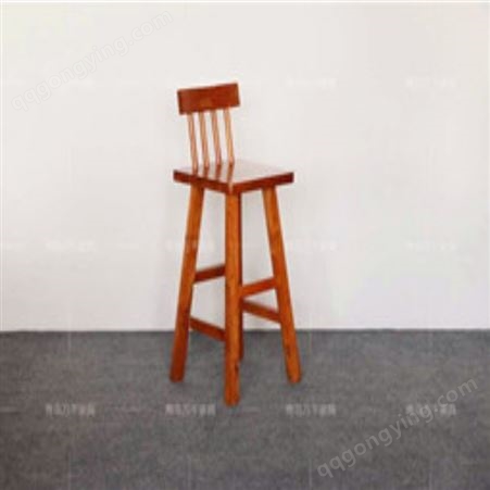 美式高脚餐椅 铁艺实木椅 西餐厅靠背吧椅子咖啡厅桌椅定制