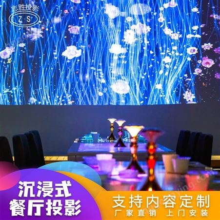 餐厅互动投影沉浸式餐厅投影全息影像 室内大型餐厅投影志胜游艺