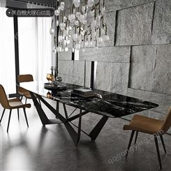 鼎富大理石长方形餐桌可定制家用餐厅餐桌椅DF-281