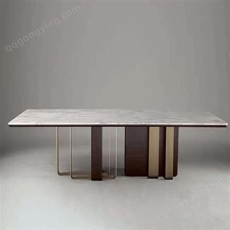 鼎富DF075现代轻奢大理石餐桌饭桌港式长方形桌子