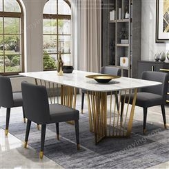 三边台餐桌椅组合简约大理石餐桌长方形小户型休闲意式饭桌DF-398