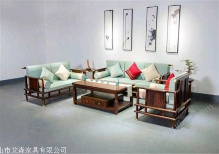 福建 新中式客厅沙发背景墙 白蜡木沙发多钱一套价格 启航木业
