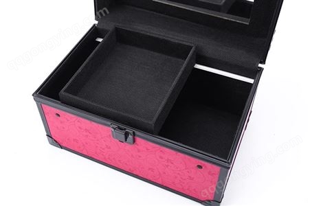 双层化妆箱 手提式便携多功能个性工具箱子 镜子化妆盒收纳盒