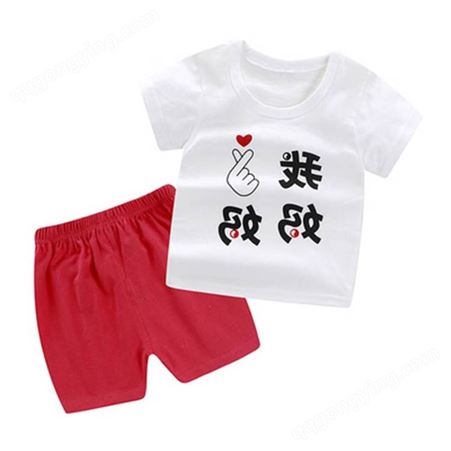 云南红河河口无袖童套装韩版短裤5元服装市场儿童短袖T恤套装棉质