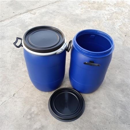 庆诺生产50公斤透气阀塑料桶 宁波装固体出口的50升包箍塑料桶