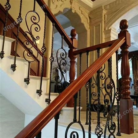 铁艺楼梯扶手栏杆立柱护栏实木室内家用简约现代别墅欧式配件花普罗盾