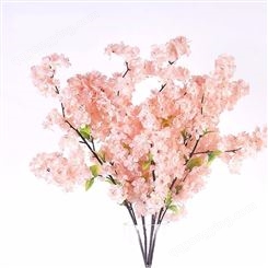 假樱花枝条 仿真樱花叶粉色  昆明仿真花室内枝叶装饰