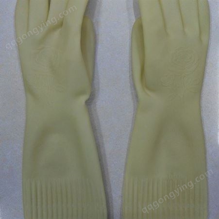 供应水星加长加厚纯胶本色乳胶家用手套