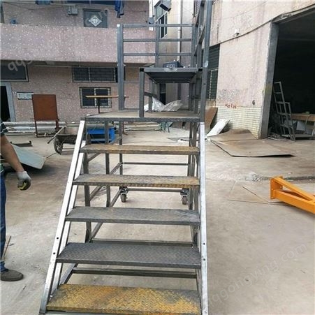 赣州可折叠移动登高梯 万向轮库房取货梯 铝型材踏台 取货梯