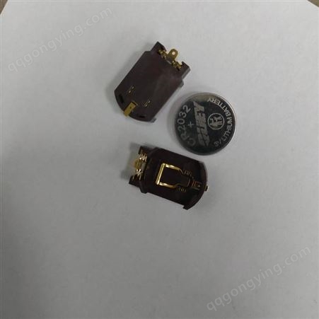 QJ品牌纽扣电池座BS-8带卡勾负极加长贴片镀金