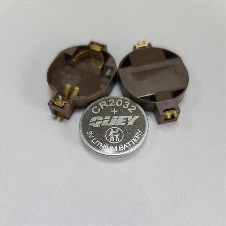 QJ品牌纽扣电池座BS-8带卡勾负极加长贴片镀金