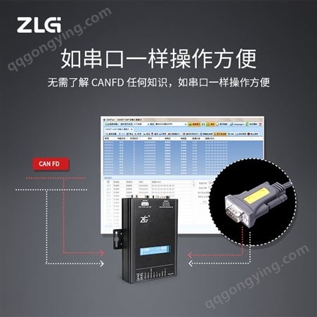 ZLG致远电子高性能RS232/485/422转CANFD设备CANFDCOM-100IE