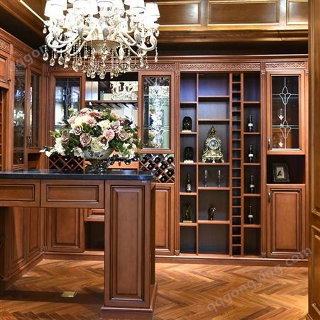现代新中式柚木酒柜 森雕实木定做全屋家具家用酒柜
