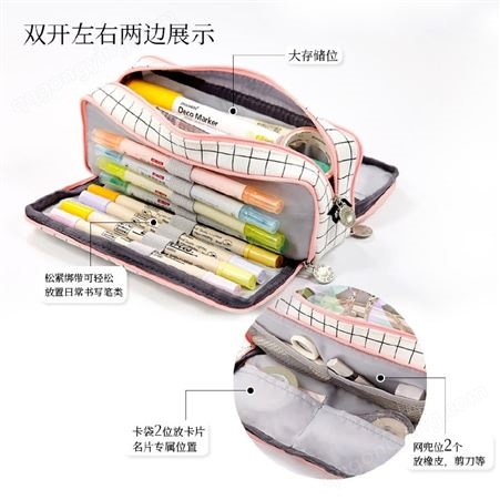 新款学生卡通帆布笔袋大容量手提笔袋可定制多功能棉布手提袋厂家