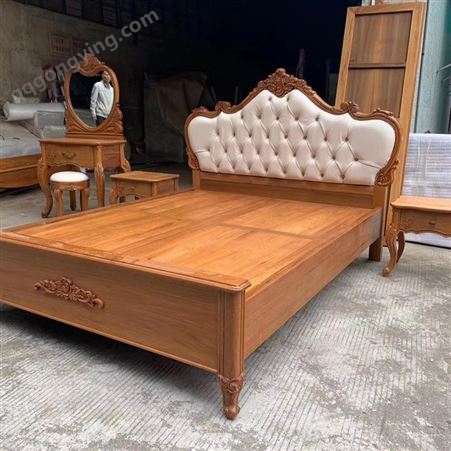 实木床定做 轻奢床批发 森雕实木床家用别墅柚木床