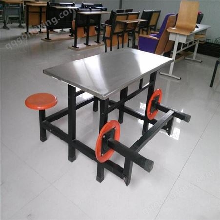 兰州科阳餐桌椅学校食堂不锈钢餐桌椅201或301 工厂8人位折叠餐桌椅