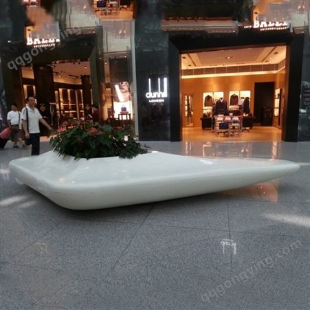 玻璃钢商场休闲椅购物中心公共区域休息椅创意美陈花盆玻璃钢座椅