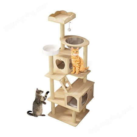工厂实木猫爬架太空舱大型猫架猫跳台猫窝猫抓柱抓板宠物木质玩具
